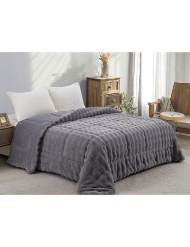 ΚΟΥΒΕΡΤΟΠΑΠΛΩΜΑ ΓΟΥΝΑ/FLANNEL ΜΟΝΟ 160X220 ADAM HOME (910) GREY