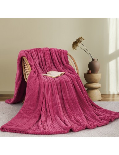 ΚΟΥΒΕΡΤΑ FLEECE/SHERPA 220X240 ADAM HOME (400) FUCSHIA(21)
