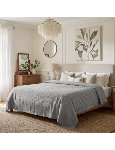 ΚΟΥΒΕΡΤΑ ΖΑΚΑΡ ΥΠΕΡΔΙΠΛΗ MATLASSE ROMVIA 230X270 GREY (360 gsm)