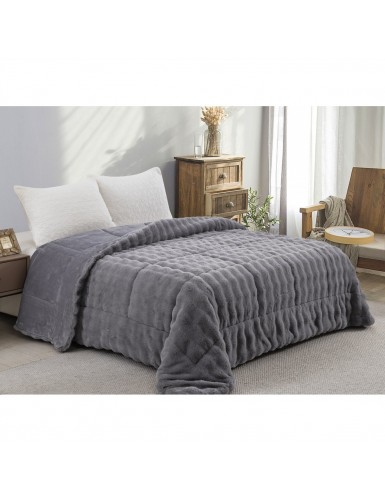 ΚΟΥΒΕΡΤΟΠΑΠΛΩΜΑ ΓΟΥΝΑ/FLANNEL ΥΠΕΡΔΙΠΛΟ 220X240 ADAM HOME (910) GREY
