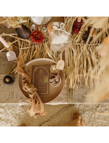 Beauty Home 9 Κάρτες χάρτινες menu με θέμα “Ανατολής” – Καφέ , κρεμ και μπεζ 17 x 10 cm