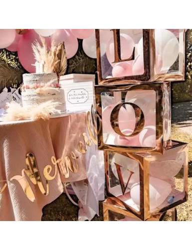 Beauty Home ΑΥΤΟΚΟΛΛΗΤΑ ΡΟΖ ΧΡΥΣΟ LOVE 15 CM