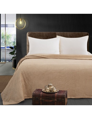 Beauty Home Κουβέρτα μονόχρωμη υπέρδιπλη Fleece Art 11550 220x240 Μπεζ