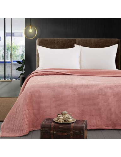 Beauty Home Κουβέρτα μονόχρωμη υπέρδιπλη Fleece Art 11551 220x240 Ροδακινί