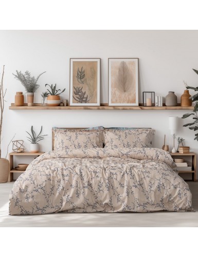 Beauty Home Σετ πάπλωμα υπέρδιπλο Art 12210 Anastasia 100% Βαμβακοσατέν 300tc 220x240 Μπεζ