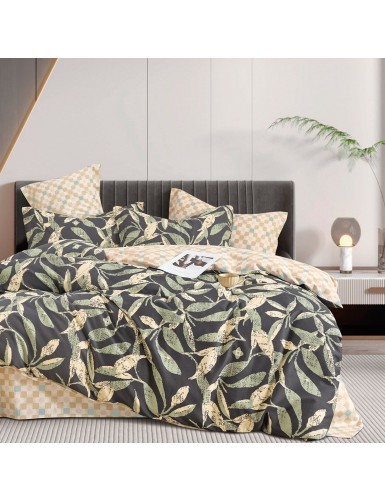 Beauty Home Σετ πάπλωμα υπέρδιπλο Art 12287 Antonella 220x240 Ανθρακί,Λαδί