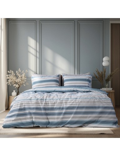 Beauty Home Σετ κουβερλί μονό Moments Αrt 12561 160x230 Σιέλ,Γκρι