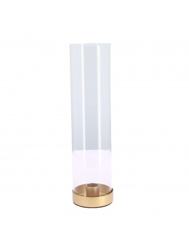 Beauty Home Κηροπήγιο Jeanne από γυαλί και μέταλλο χρυσό Ø7,5x30cm
