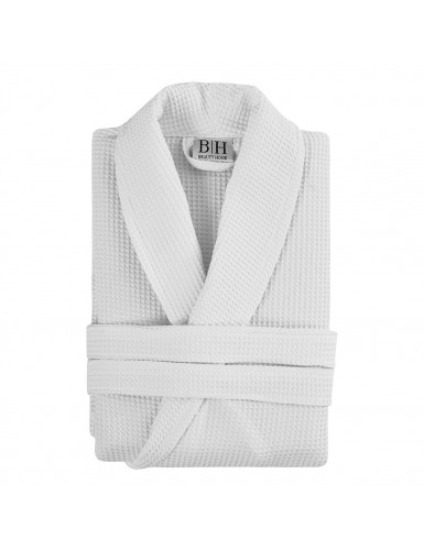Beauty Home Μπουρνούζι Support πικέ με γιακά 50%Cot-50%Pol 210gsm Λευκό