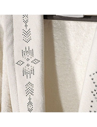 Beauty Home Μπουρνούζι με γιακά και strass Art 3090 M-L Εκρού
