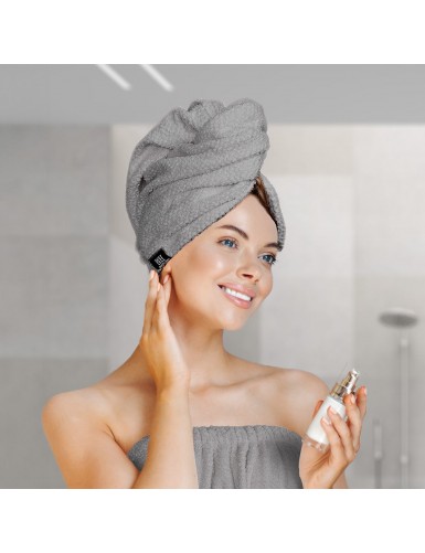 Beauty Home Πετσέτα μαλλιών Turban Art 3406 Γκρι