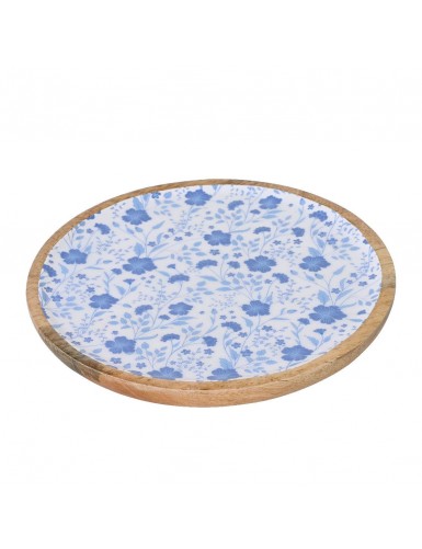 Beauty Home Δίσκος απο ξύλο Μάνγκο με Λουλούδια 30cm