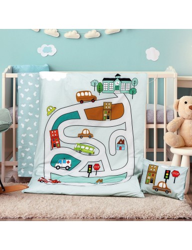 Beauty Home Σετ σεντόνια βρεφικά Road Art 5184 120x160 Εμπριμέ