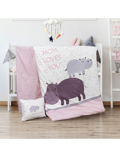 Beauty Home Σετ σεντόνια βρεφικά Hippo Art 5187 120x160 Εμπριμέ