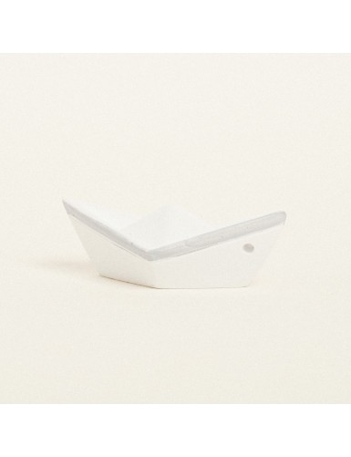Beauty Home ΚΕΡΑΜΙΚΟ ΚΑΡΑΒΑΚΙ 7,5 x 3,5 x 3 cm ΛΕΥΚΟ / ΓΚΡΙ