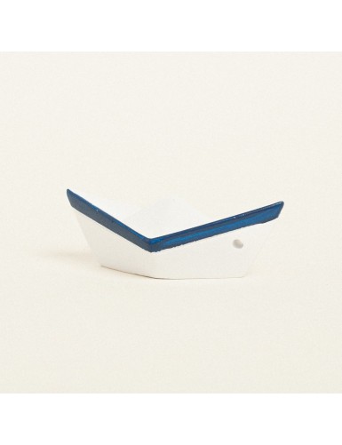 Beauty Home ΚΕΡΑΜΙΚΟ ΚΑΡΑΒΑΚΙ 7,5 x 3,5 x 3 cm ΛΕΥΚΟ / ΜΠΛΕ