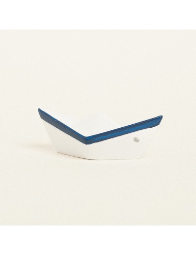 Beauty Home ΚΕΡΑΜΙΚΟ ΚΑΡΑΒΑΚΙ 7,5 x 3,5 x 3 cm ΛΕΥΚΟ / ΜΠΛΕ