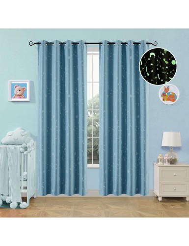 Beauty Home Κουρτίνα φωσφορίζουσα με 8 κρίκους Art 6140 140x260 Σιέλ