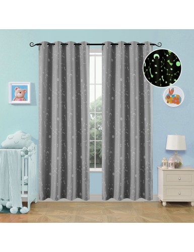 Beauty Home Κουρτίνα φωσφορίζουσα με 8 κρίκους Art 6140 140x260 Γκρι