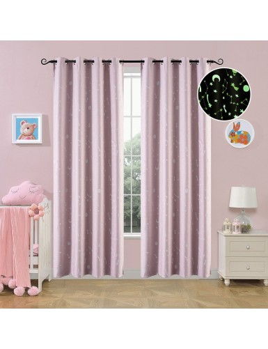 Beauty Home Κουρτίνα φωσφορίζουσα με 8 κρίκους Art 6140 140x260 Ροζ