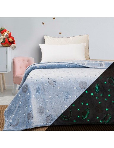 Beauty Home Κουβέρτα μονή φωσφορίζουσα Flash Art 6250 160x220 Γαλάζιο