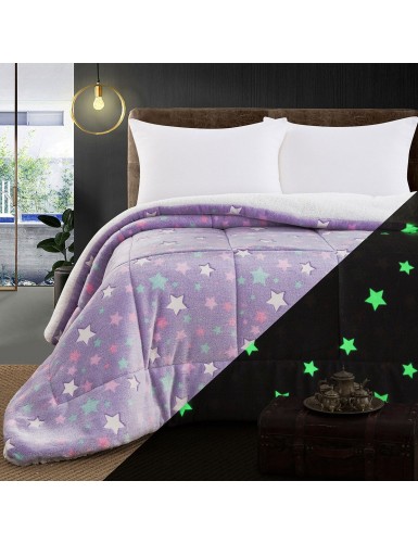 Beauty Home Κουβερτοπάπλωμα μονό φωσφοριζέ Glow Art 6273 160x220 Λιλά