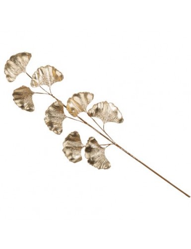 Beauty Home ΚΛΑΔΙ GINKGO ΣΕΤ ΧΡΥΣΟ ΜΕ ΓΚΛΙΤΕΡ 53CM