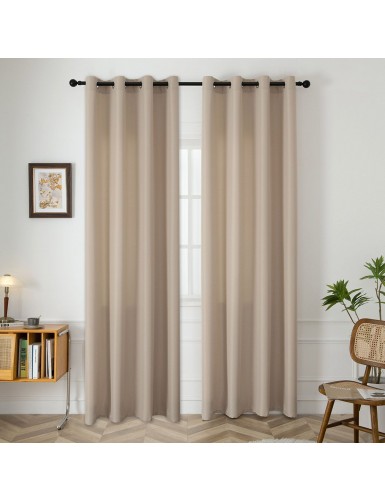Beauty Home Κουρτίνα μεσαίας σκίασης με 8 μεταλλικούς κρίκους Effect Art 8443 140x270 Άμμου