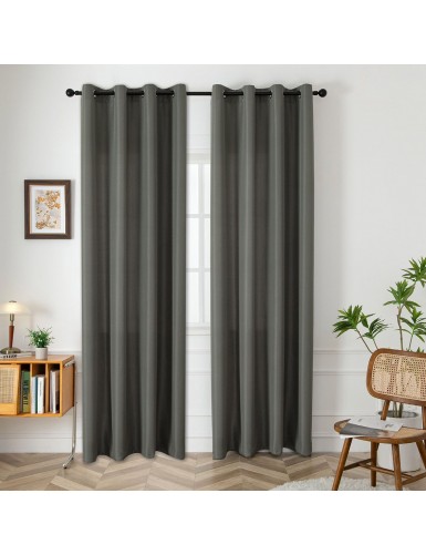 Beauty Home Κουρτίνα μεσαίας σκίασης με 8 μεταλλικούς κρίκους Effect Art 8443 140x270 Ανθρακί