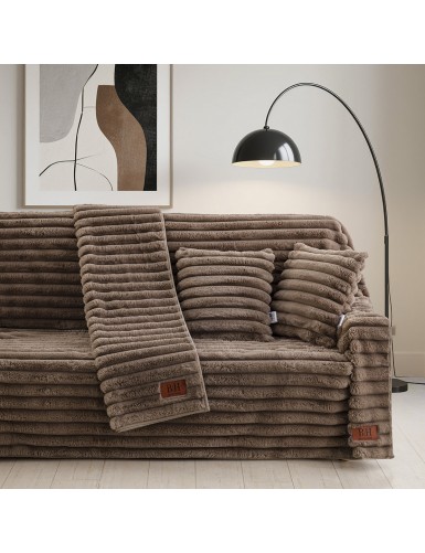 Beauty Home Γούνινο ριχτάρι Διθέσιο Stripe Art 8726 180x250 Μόκα