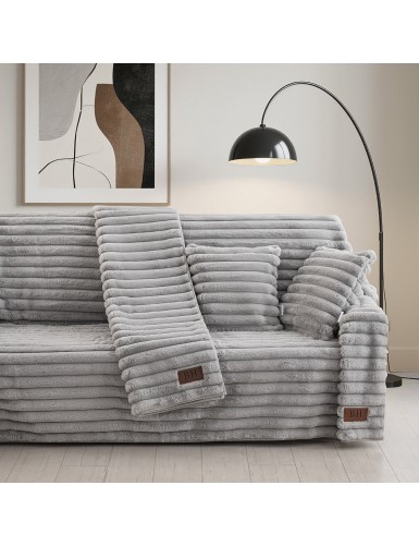 Beauty Home Γούνινο ριχτάρι Διθέσιο Stripe Art 8727 180x250 Γκρι