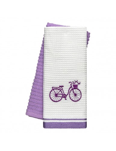 Beauty Home Ποτηρόπανα σετ 2τμχ Bicycle Art 8812 40x60 Λιλά