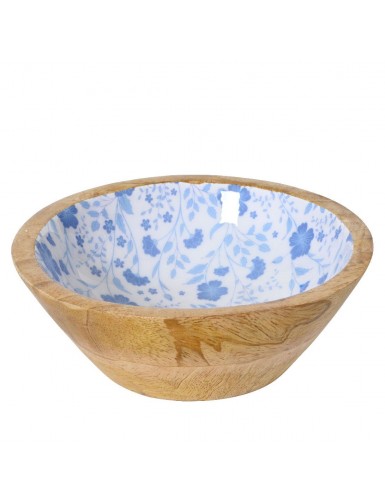 Beauty Home Μπώλ απο Ξυλο Μάνγκο με Λουλούδια 25cm x 10cm