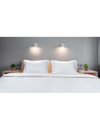 Beauty Home Σεντόνι ξενοδοχείου King Size Ribbon Art Ε1235 230TC Satin Stripe Percal Pennie 70%Cot-30%Pol 290x280 Λευκό