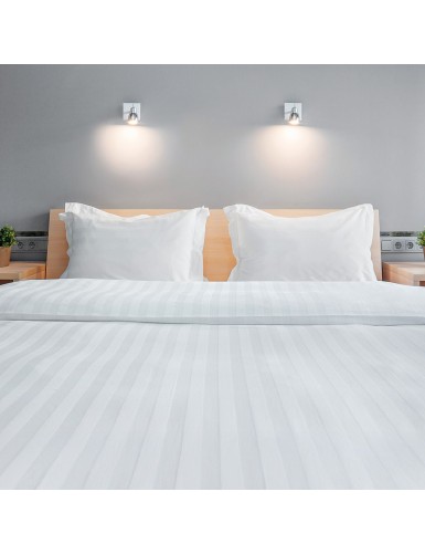 Beauty Home Σεντόνι King Size ξενοδοχείου Silky Percal Pennie Art Ε1024 250TC Satin Stripe 100% Cotton Λευκό 280x275