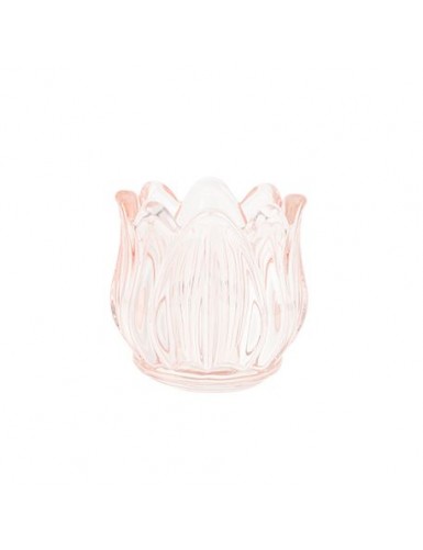 Beauty Home Γυάλινο Κηροπήγιο Λουλούδι Ροζ 7 x 6,7 CM