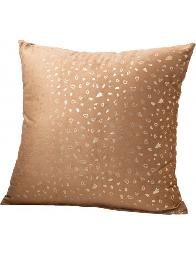 Beauty Home Μαξιλαροθήκη 45 x 45 cm Βελούδο Μπεζ Με Χρυσά Έλατα