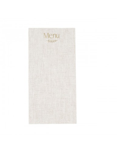 Beauty Home 10 Κάρτες χάρτινες menu με εφέ λινού με κορδόνι Μπεζ και χρυσό χαρτί 10 x 20 cm