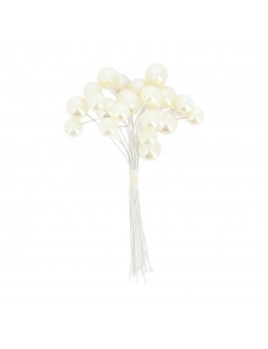Beauty Home 24 Λευκές Περλέ Στρας με σύρμα 10cm – 1cm και 1,3cm